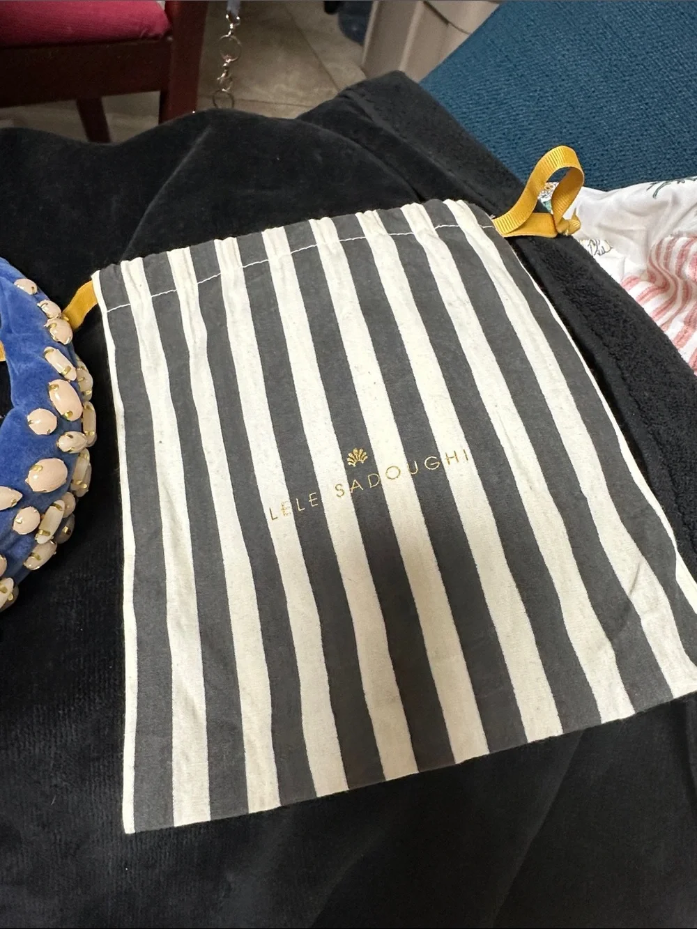 Lele Sadoughi Blue Shell-Embellished Padded Headband